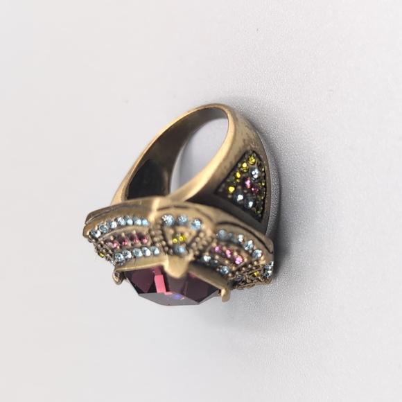 Heidi Daus| Purple Amethyst With Tricolored Crystal Accents Octagon Ring - Picture 6 of 10